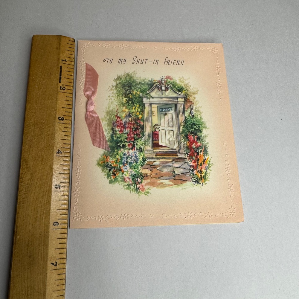 Vintage Harry Doehla Company Shut In Friend Greeting Card 309S Pink Ribbon USA